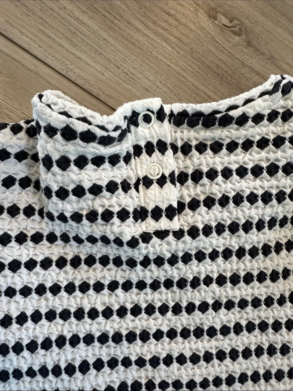 Zara Black & White Dot Knit Pajama Set - Ruffle Sleeve Top & Shorts